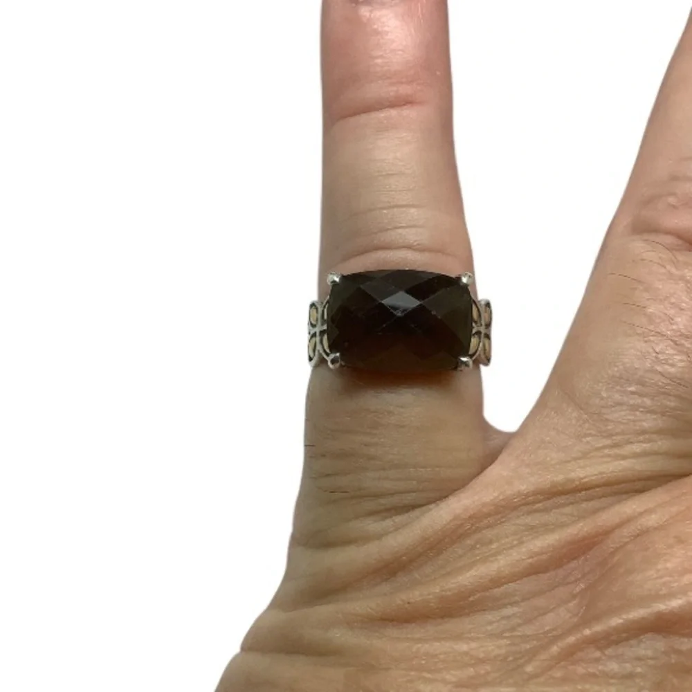 John Hardy sterling silver 18k Smoky Quartz Ring